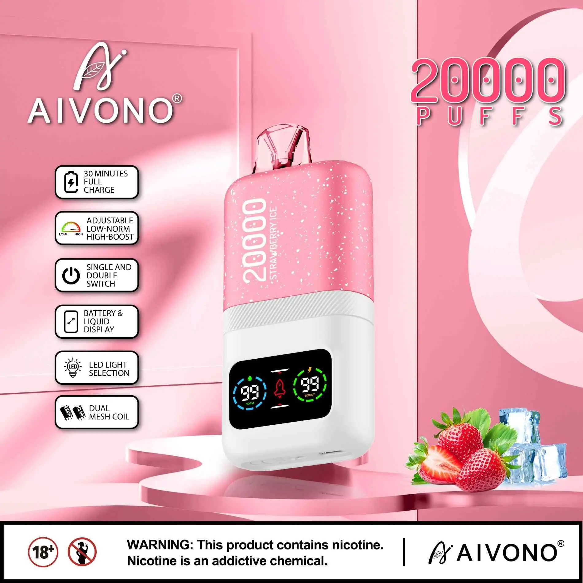 AivonoAIM MAGIC 20000 | Removable Battery Design + Uninterrupted Power for Outdoor Adventures, Hotel Smoke Detection Friendly Fogging Signature