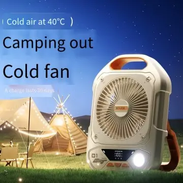 High Speed Wind Outdoor Fan USB Rechargeable Electric Fan Portable Mute LED Light Camping Fan Light Rechargeable Cell Phone