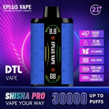 SHISHA PRO30000 Puffs - Premium Vape at Airport with Dual Mesh Coil & 0.5% Nicotine | Fast Type-C Charging, Airflow Control, Vape for Beginners